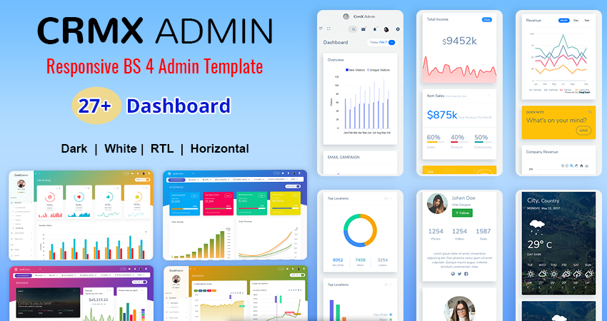 CrmX Admin Dashboard Template 850×450